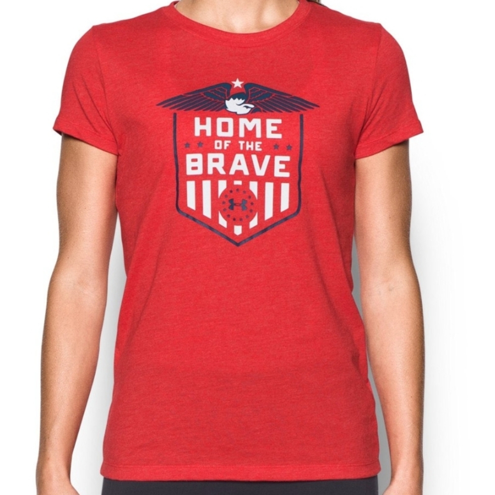 Home of the Brave 🇺🇸 USA Under Armour tShirt loose heatgear M